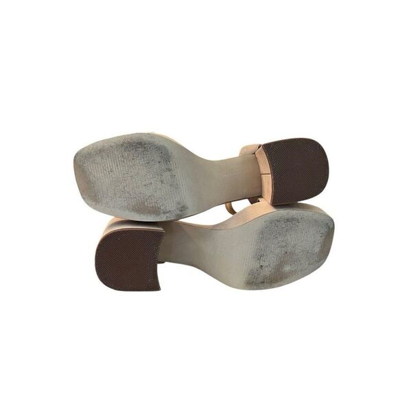 Steve Madden Womens 9.5 Mercerr Buckle Ankle Strap Sandals Tan Suede Block Heel - Picture 9 of 11